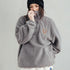 Women's Casual Half-Placket Fleece Sweatshirt – Warm Pullover Sweatshirt